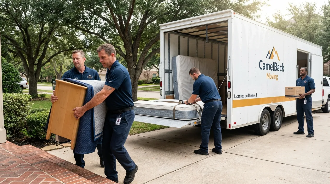 Crew loading residential truck for cross-state move from Groton, MA